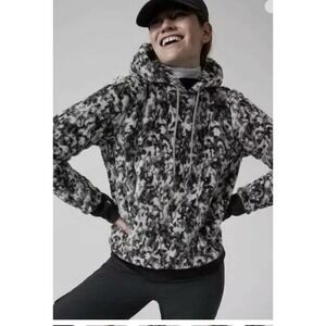 Athleta‎ Glacier Black Tugga Sherpa Jacquard Hoodie Top  #984481 Size XS
